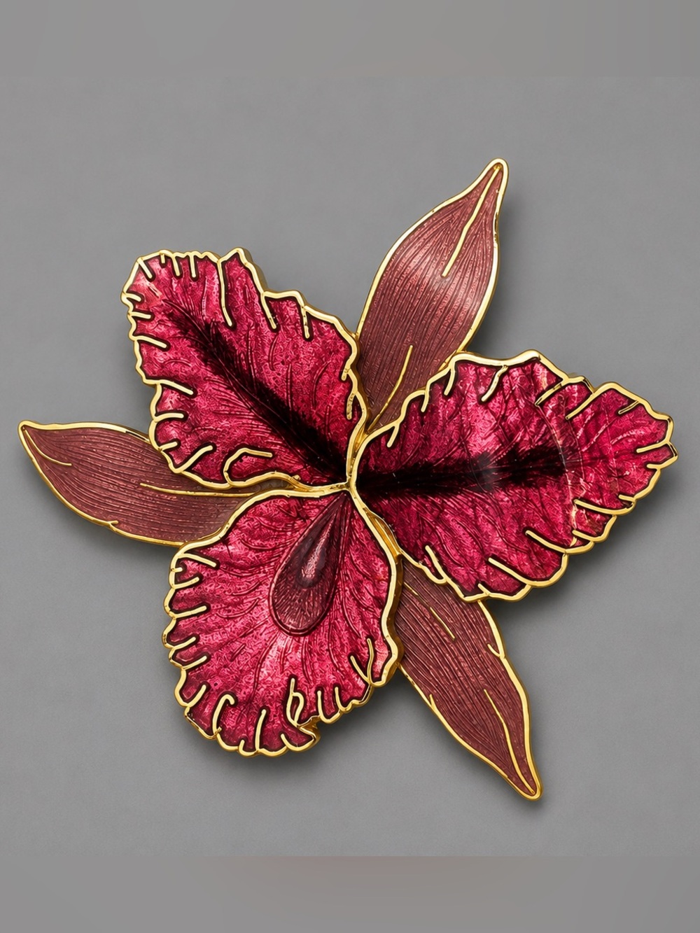 Cloisonné Orchid Brooch in Deep pink #cl206